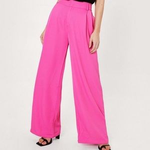 Nasty gal hot pink wide leg high waist pant / trouser